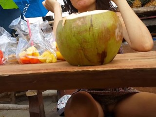 Feeding Hungry PUSSY # Water Melon, Banana n Coco Nut # Fruit Testing Day 2