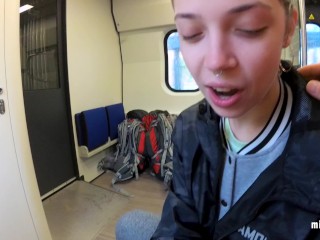 Real Public Blowjob in the Train | POV Oral Creampie by MihaNika69